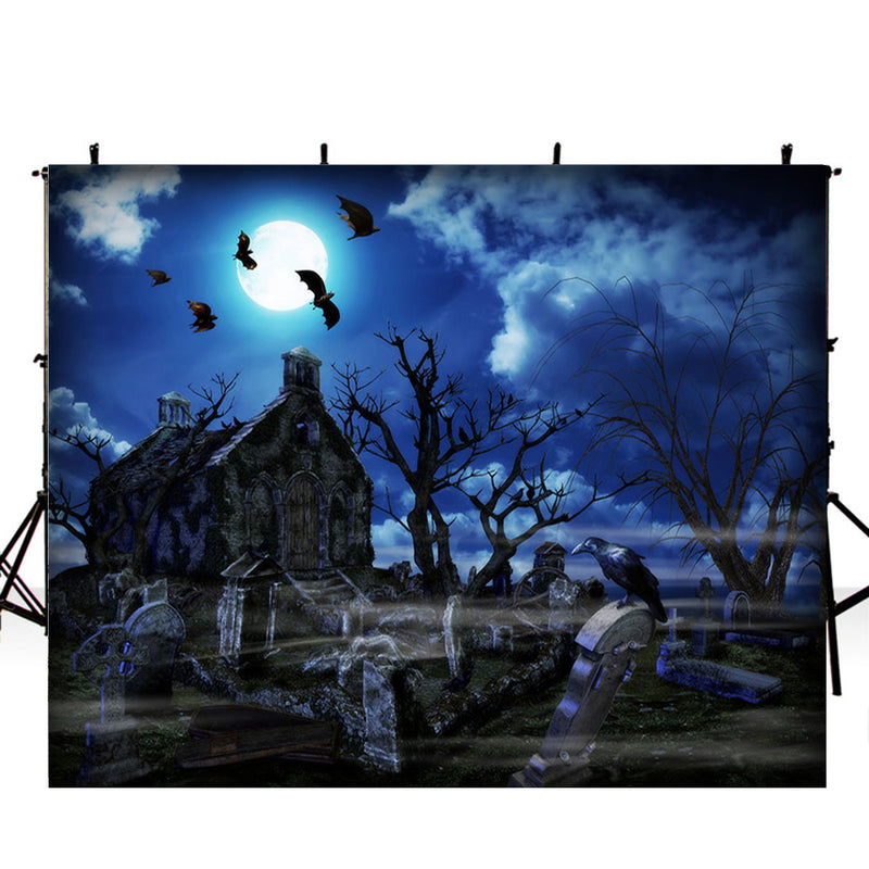 halloween graveyard photo booth backdrop night moon backdrop for picture 8x10 photography background tombstone bats photo props scary