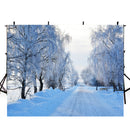 forest snow landscape photo backdrop winter scenery road trees photography background interior decoration photo booth props Merry Xmas backdrops