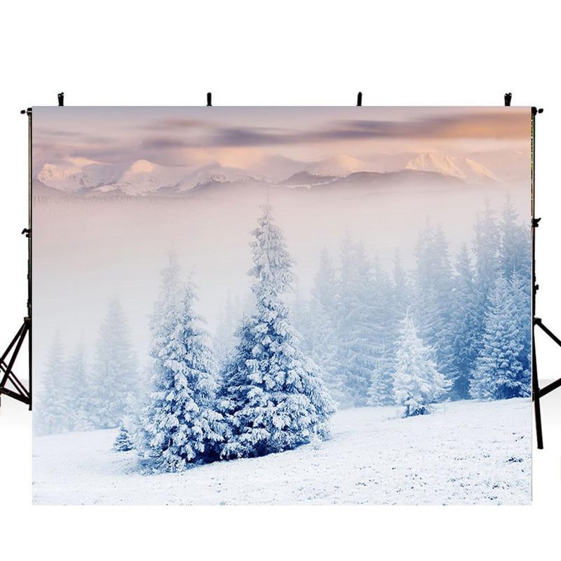snow scenes photo backdrop winter snow road forest photography backgro ...