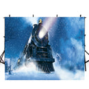 train track photo backdrop winter snow flake photography background Merry Christmas photo booth props night vinyl backdrops kids