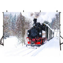 Snow Train Track Photography Backdrops Christmas Background Backdrops Snow Forest Bokeh Winter Props Xmas Vinyl photo Backdrop