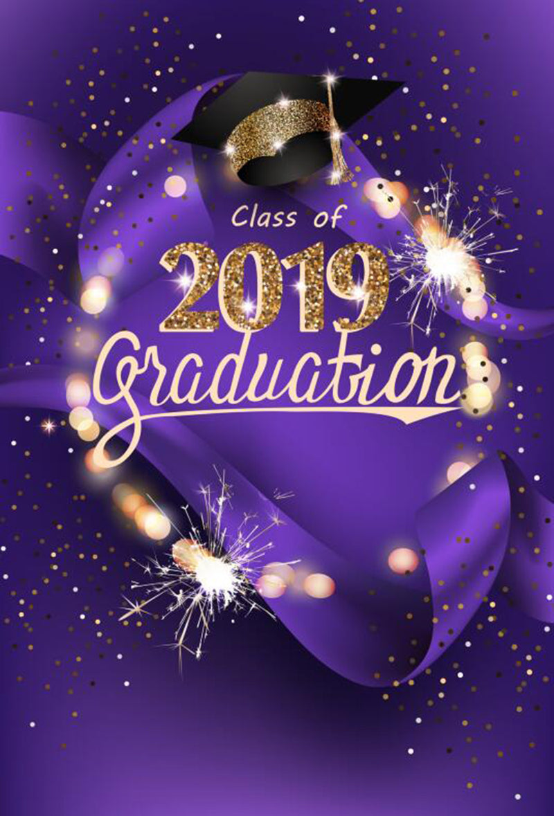 custom school photo booth props purple 2019 graduation photo backdrop Bachelor cap graduation photo backdrop for high school vinyl background purple photo props for teenages