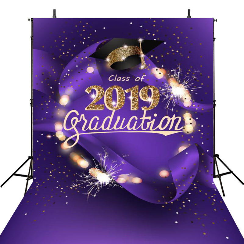 custom school photo booth props purple 2019 graduation photo backdrop Bachelor cap graduation photo backdrop for high school vinyl background purple photo props for teenages