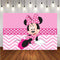 Child Photography Background Minnie Mouse Birthday Party Backdrop Pink Stripe Girl Love Shape Decor Backdrop Photo Studio Banner