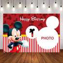 Child Photography Background Minnie Mouse Birthday Party Backdrop Black Stripe Girl Red Love Decor Backdrop Photo Studio Banner