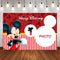 Child Photography Background Minnie Mouse Birthday Party Backdrop Black Stripe Girl Red Love Decor Backdrop Photo Studio Banner