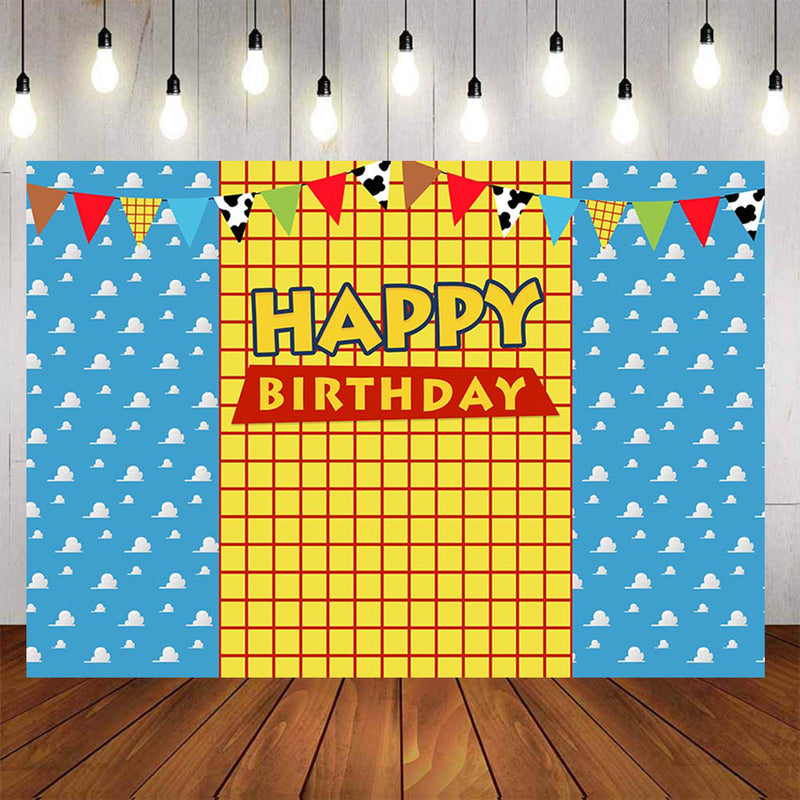 Stripes Photography Backdrops Cartoon Customize Children Happy Birthday Party Decor Clouds Backdrop Photo Studio Banner