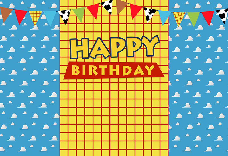 Stripes Photography Backdrops Cartoon Customize Children Happy Birthday Party Decor Clouds Backdrop Photo Studio Banner