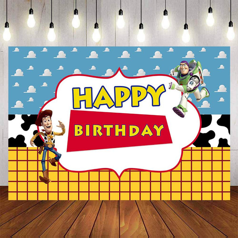 Customize Photography Backdrops Cartoon Toy Story Candy Happy Birthday Home Party Decor Photocall Backdrop Photo Studio Banner