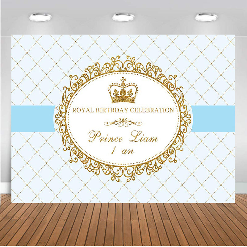 Customized Royal Birthday Celebration Photography Background Prince Boys Birthday Party Photo Studio Backdrop Kids Birthday Banner Photo Prop