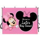 Custom Name Monkey Mouse Photography Background Children Birthday Banner Minnie Mouse Photo Studio Backdrop Girls 1st Birthday Vinyl Photo Prop