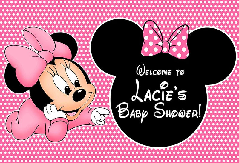 Custom Name Monkey Mouse Photography Background Children Birthday Banner Minnie Mouse Photo Studio Backdrop Girls 1st Birthday Vinyl Photo Prop