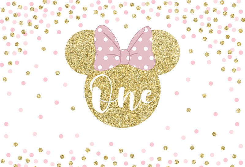 Custom Monkey Mouse Photography Background Girls Birthday Banner Minnie Mouse Photo Studio Backdrop One Birthday Vinyl Photo Prop