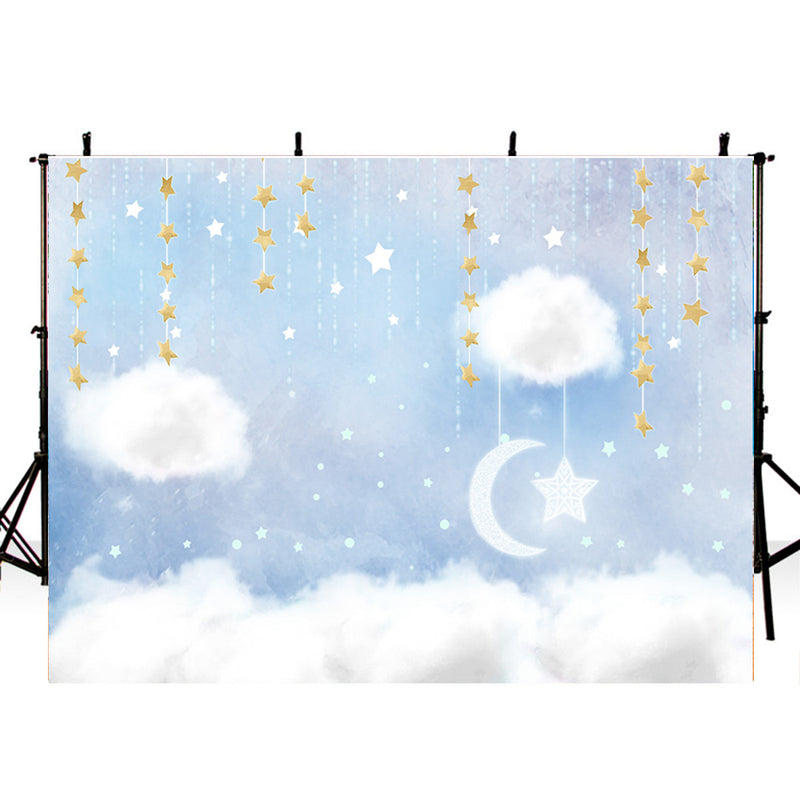 Twinkle Twinkle Little Star Photography Backdrops Navy Blue Background  Backdrops Props Clouds Baby Shower Vinyl photo Backdrop