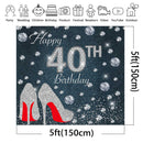 Custom Women 40th Birthday Photography Background Sliver Shine Heels Birthday Banner Photo Studio Vinyl Photo Prop