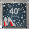Custom Women 40th Birthday Photography Background Sliver Shine Heels Birthday Banner Photo Studio Vinyl Photo Prop