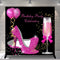 Custom Women 30th 40th 50th Birthday Photography Background Pink Shine Heels Birthday Champagne Balloons Banner Photo Studio Vinyl Photo Prop