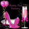 Custom Women 30th 40th 50th Birthday Photography Background Pink Shine Heels Birthday Champagne Balloons Banner Photo Studio Vinyl Photo Prop