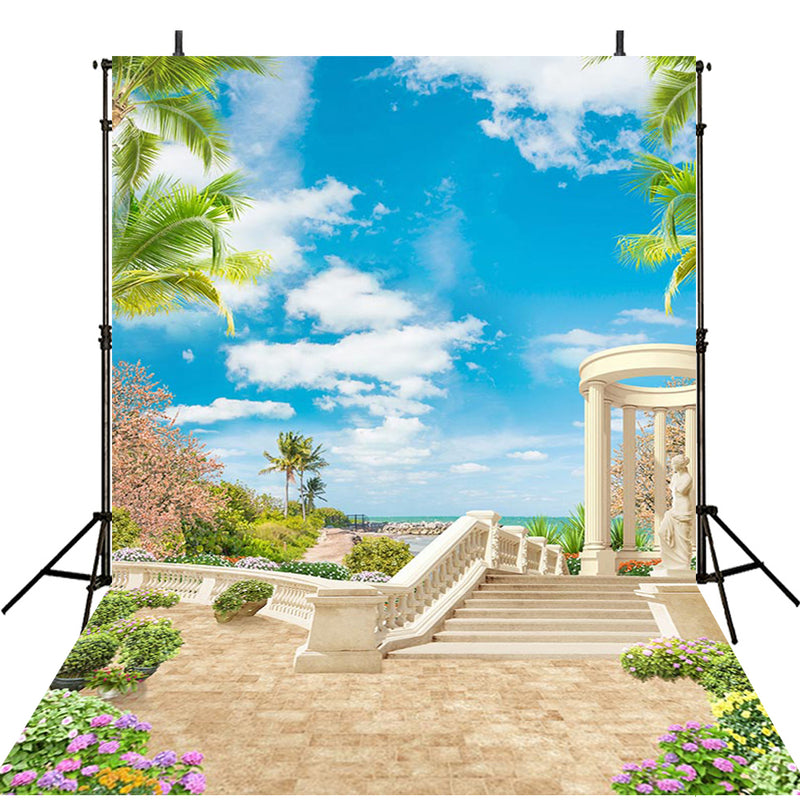 sea beach photo backdrop summer 8x12 tropical backdrop for picture photography background photo backdrop beach scene 6x9 backdrop Hawaii theme photo booth props luau