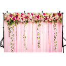 Floral Wedding Party Photography Backdrops Pink Photo Props Banner Door Flowers Valentine's Day Background Photo Studio Adults