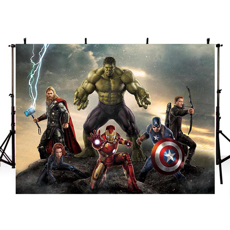 backdrop movie theme Marvel's The Avengers photo props marvel avengers party backdrop Black Widow marvel avengers photo booth props Iron Man backdrops for parties Photo backdrop Thor