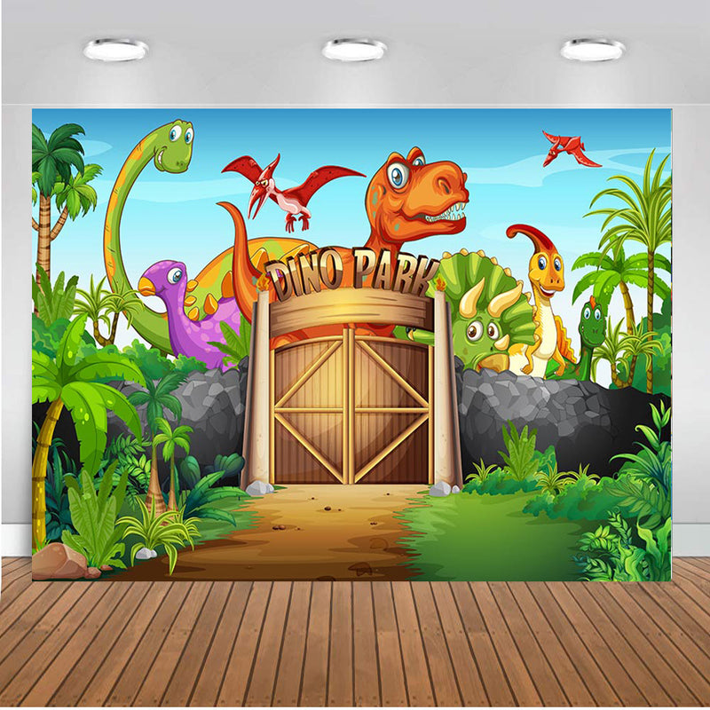 Animals Zoo Photo Background Dinosaur Jurassic Park Party Decoration Kids Birthday Banner Backdrop for Photography Studio