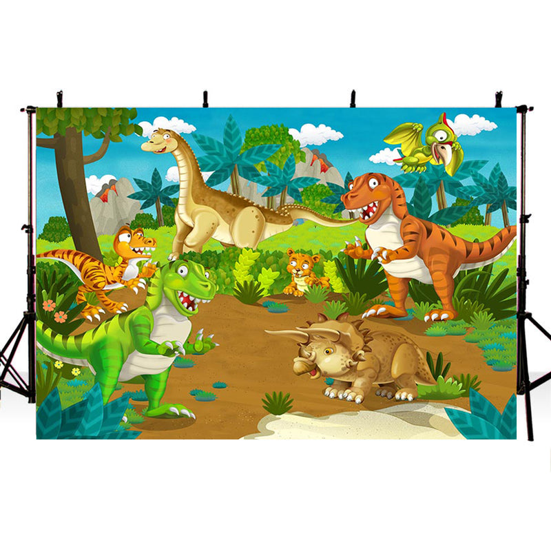 Jungle Safari Animals Zoo Photo Background Dinosaur Jurassic Park Party Decoration Kids Birthday Banner Backdrop for Photography Studio