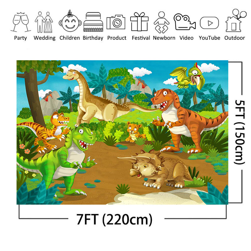 Jungle Safari Animals Zoo Photo Background Dinosaur Jurassic Park Party Decoration Kids Birthday Banner Backdrop for Photography Studio