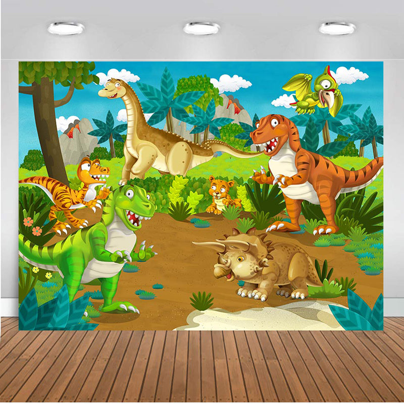 Jungle Safari Animals Zoo Photo Background Dinosaur Jurassic Park Party Decoration Kids Birthday Banner Backdrop for Photography Studio