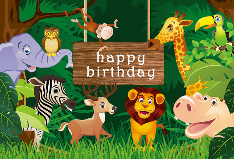 12ft wild one photo backdrop animals zoo lion photo booth props happy birthday photography background tropical theme vinyl backdrops for picture summer for kids giraffe Elephant background child party