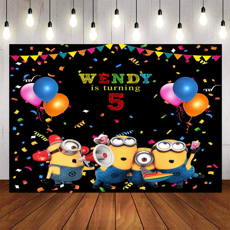 Yellow Cartoon Animation Minions Photo Backdrops for Kids Happy Birthday Party Photography Background Studio Booth Props Banner Cake Table Decoration Supplies
