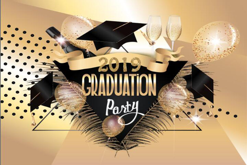 custom photo booth props rose gold 2019 graduation photo backdrop black Bachelor cap graduation photo backdrop for decorations vinyl background elementary graduation photo props for teenages