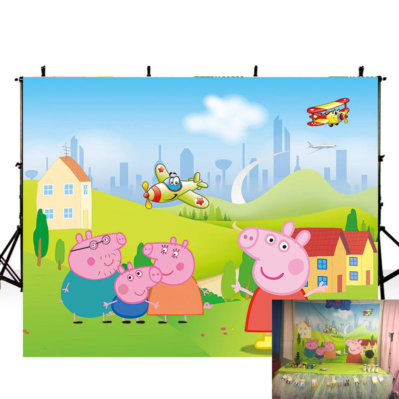 Custom Pig Photography Backdrops Cartoon Backdrop Photo Backdrops Banner