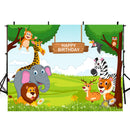 8ft wild one photo backdrop animals zoo lion photo booth props happy birthday photography background tropical theme vinyl backdrops for picture summer for kids giraffe Elephant background child party
