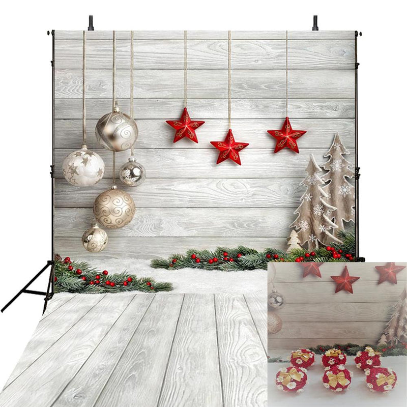 Christmas photo backdrop wood floor white photography background stars new year photo booth props Merry Xmas backdrops bells