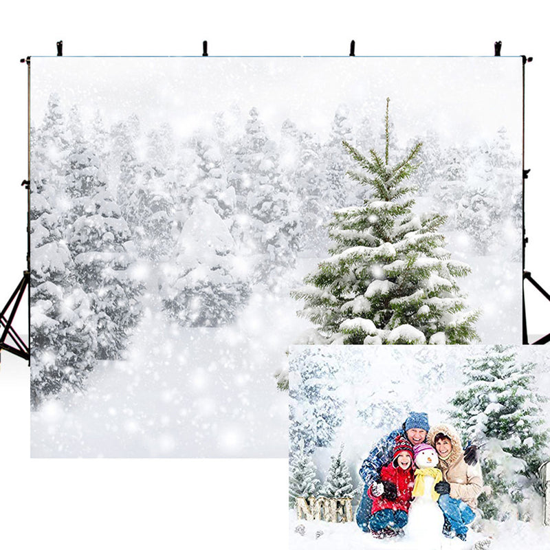 Winter Snow Tree Backdrop White Christmas Photography Backdrop Snow Scenes Photo Background Studio Background for Picture