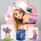 Tangled Rapunzel Round Backdrops Smiling Girls Birthday Party Circle Background Covers