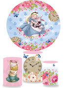 Customize Baby Shower Round Backdrop Covers Tea Party Circle Background Cylinder Plinth Covers