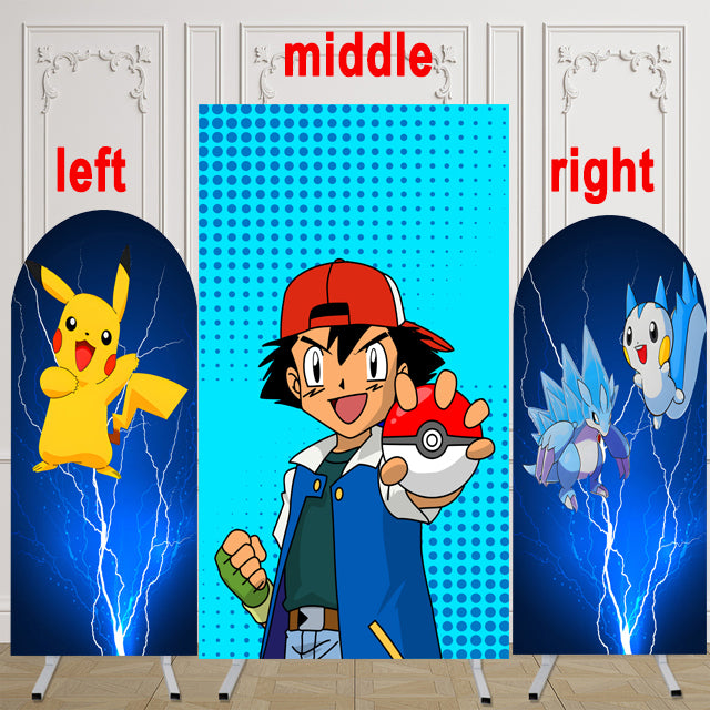 Customize Size Pokémon Photo Background Pokemon Character Cover Theme Arch Background Double Side Elastic Covers