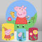 Customize Peppa Pig Round Backdrop Kids Birthday Circle Background Cylinder Plinth Covers
