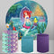 Ariel Mermaid Round Backdrops Little Mermaid Circle Background Girls Birthday Table Banner Covers