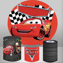 Disney Racing Car Round Backdrop Cars Mcqueen Boys Birthday Circle Background Cylinder Plinth Covers
