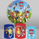 Personalize Paw Patrol Birthday Round Backdrop Boys Birthday Party Background 3PCS Cylinder Plinth Covers