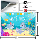 Baby Happy Birthday Party Backdrop 1st 2nd 3rd Vinyl Photography Background Undersea World Cartoon Baby Whale Backdrop Starfish Cake Gifts Birthday Decoration Children