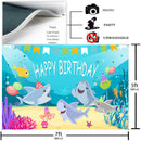 Toile de fond en vinyle pour fête d'anniversaire de bébé, 1er, 2e, 3e, monde sous-marin, dessin animé, bébé baleine, requin, étoile de mer, gâteau, cadeaux, décoration d'anniversaire pour enfants