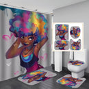 African American Shower Curtain Sexy Women Waterproof Set Home Decor Hot Girl Bath Mat Toilet Lid Cover Flannel Bathroom Carpet 4 Piece Set