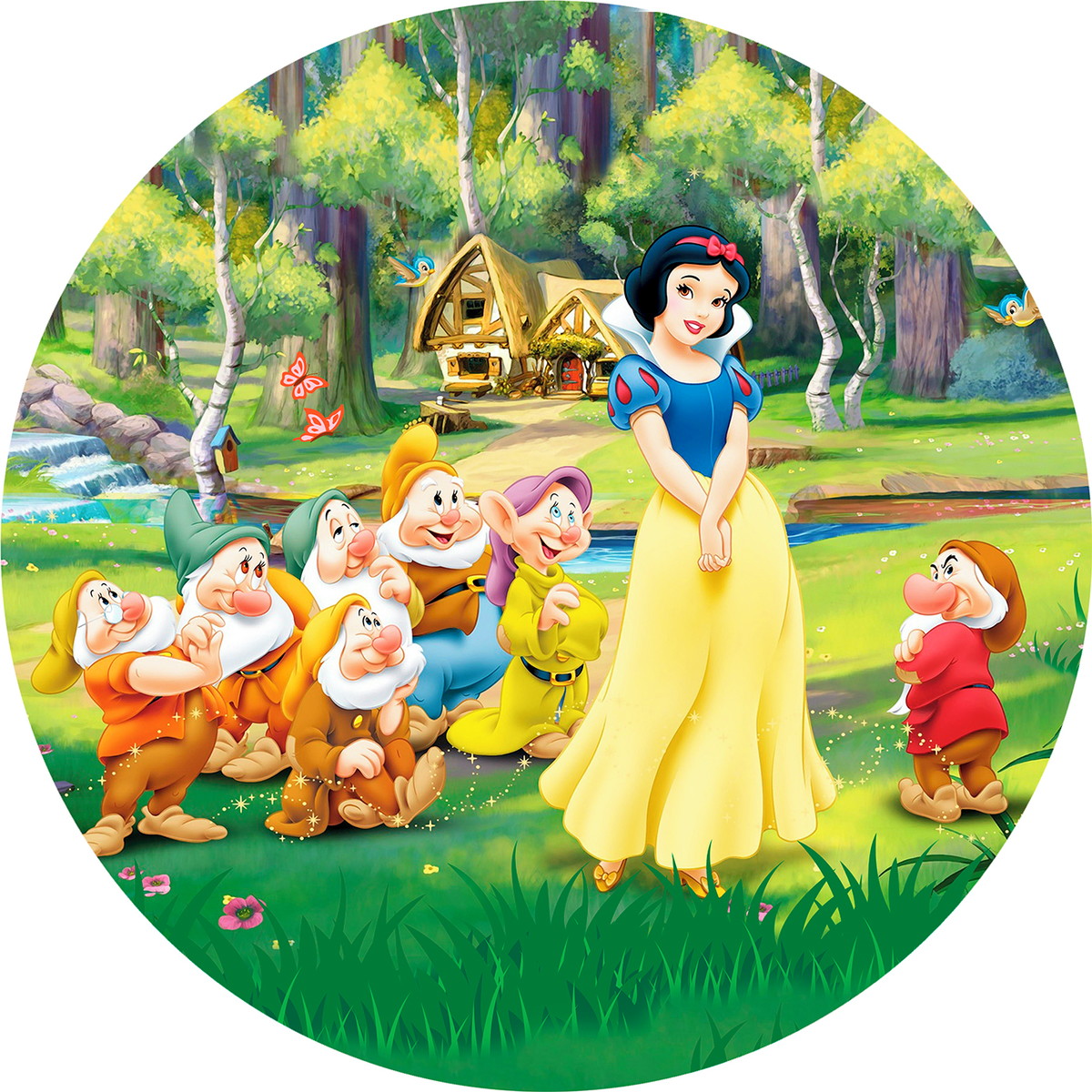 Custom White and Seven Round Backdrops Princess Party Circle Background Girls Birthday Covers