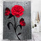 Red Rose Print 3D Shower Curtain Waterproof Polyester Bathroom Curtain