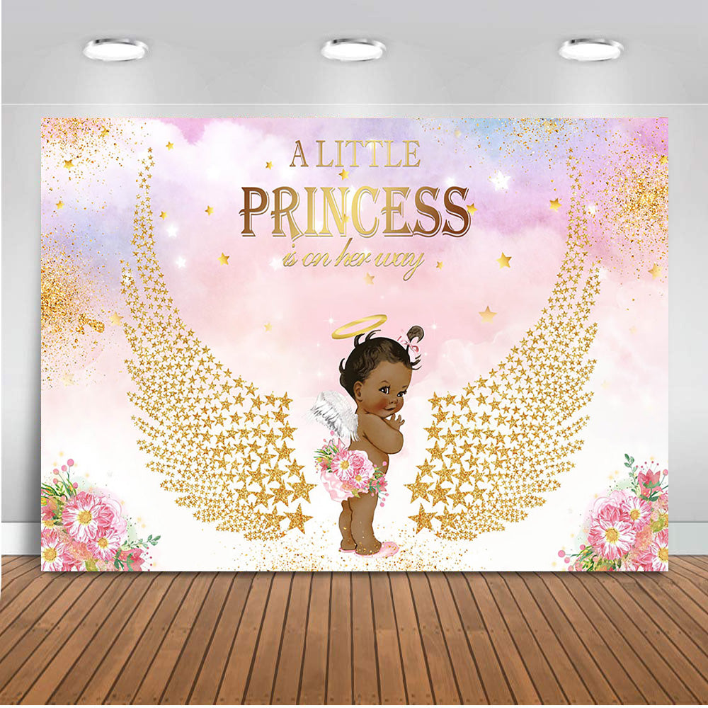 royal princess backdrop for photography Angel wing newborn baby shower background for photo studio party decoration little girl
