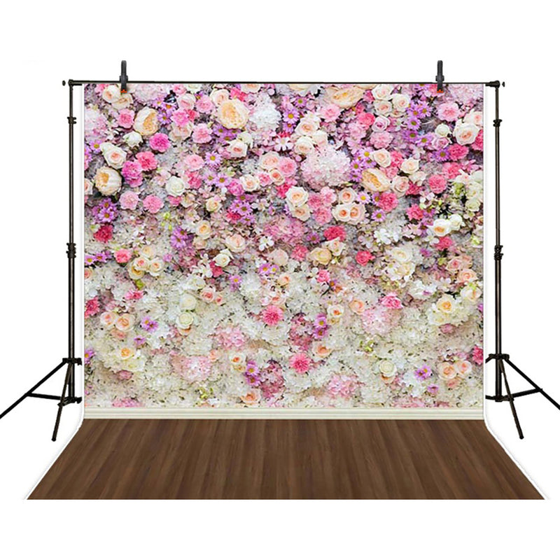 Flowers Backdrop for Photography Girls Photographic Backgrounds Birthday Wood Floor Photo Props